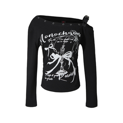 オフショルダーベルトデザイントップス/2color/cm0157