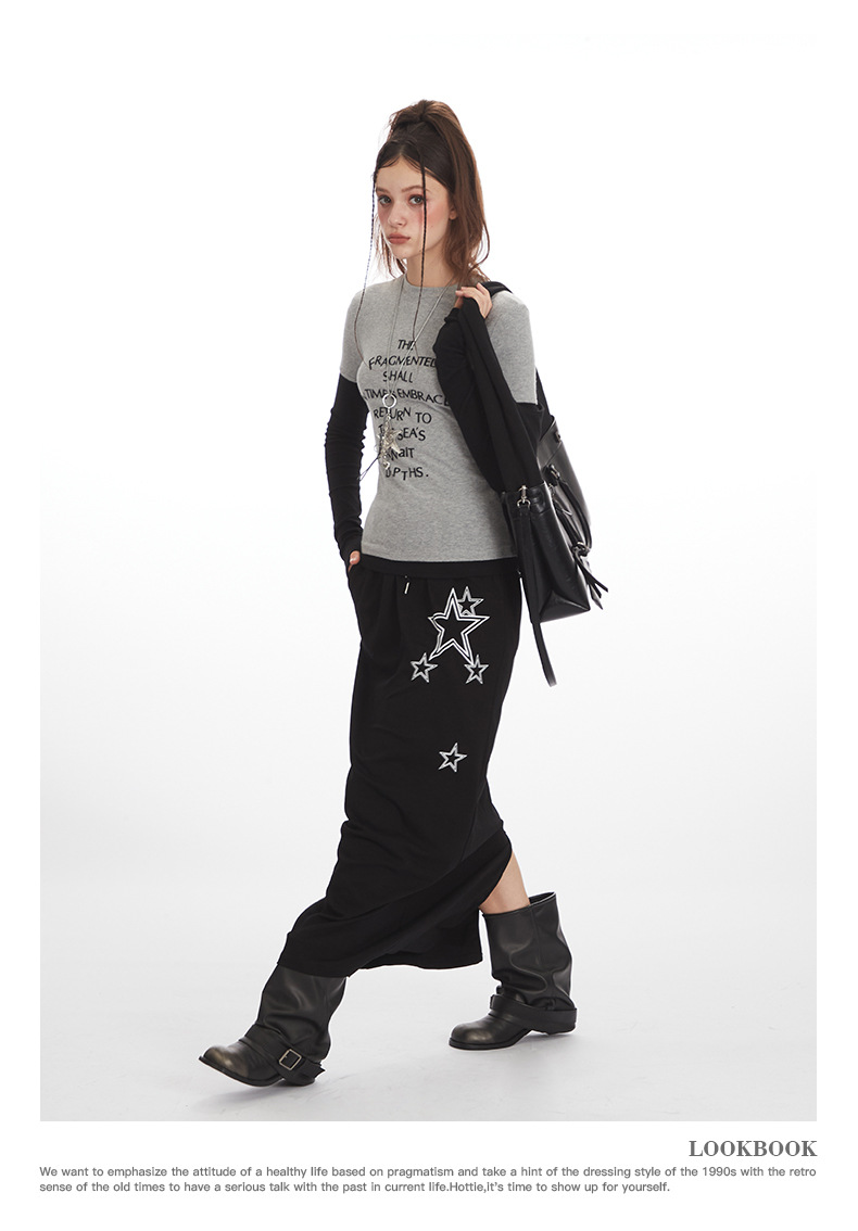 バイカラープリントロングTシャツ/2color/cm0127