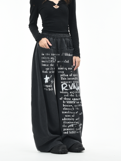 アルファベットプリントルーズパンツ/2color/cm0067