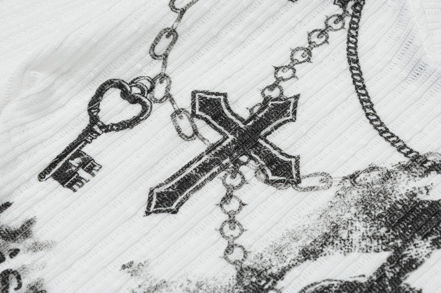 クロスデザインプリントフェイクレイヤートップス/2color/cm0153