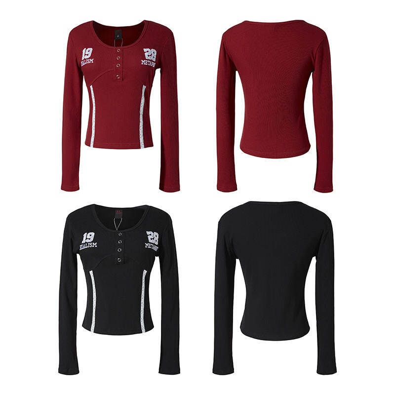 レースラインスポーティー/ナンバー刺繍長袖Tシャツ/2color/cm0099