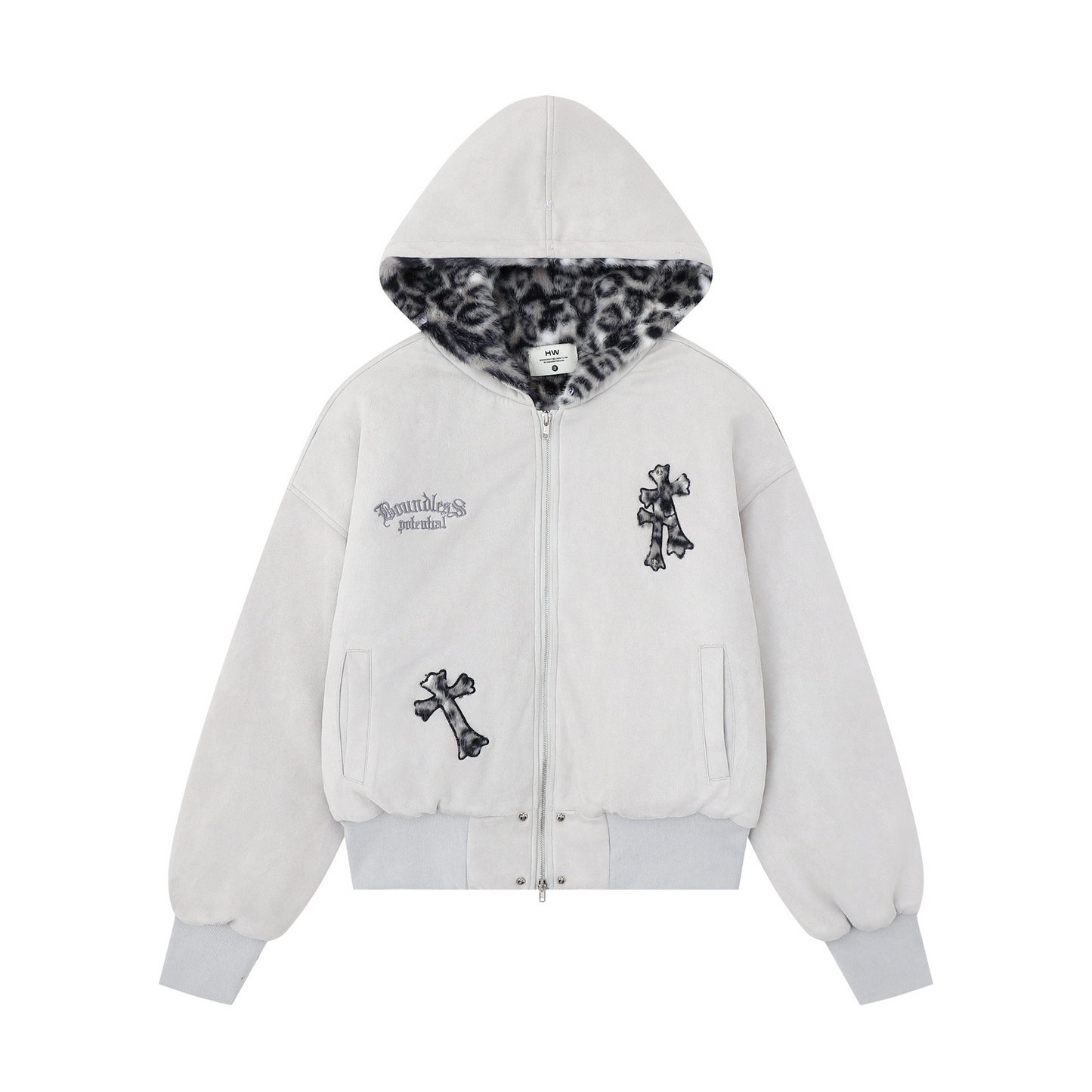 クロスデザインフェイクファーフードジャケットcm0004