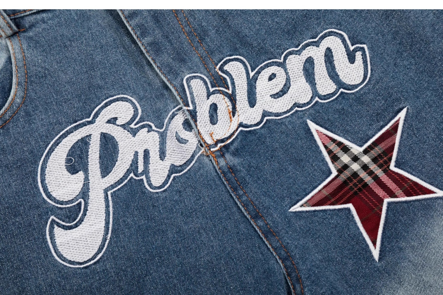 アルファベットスタープリントデニムパンツ/cm0111