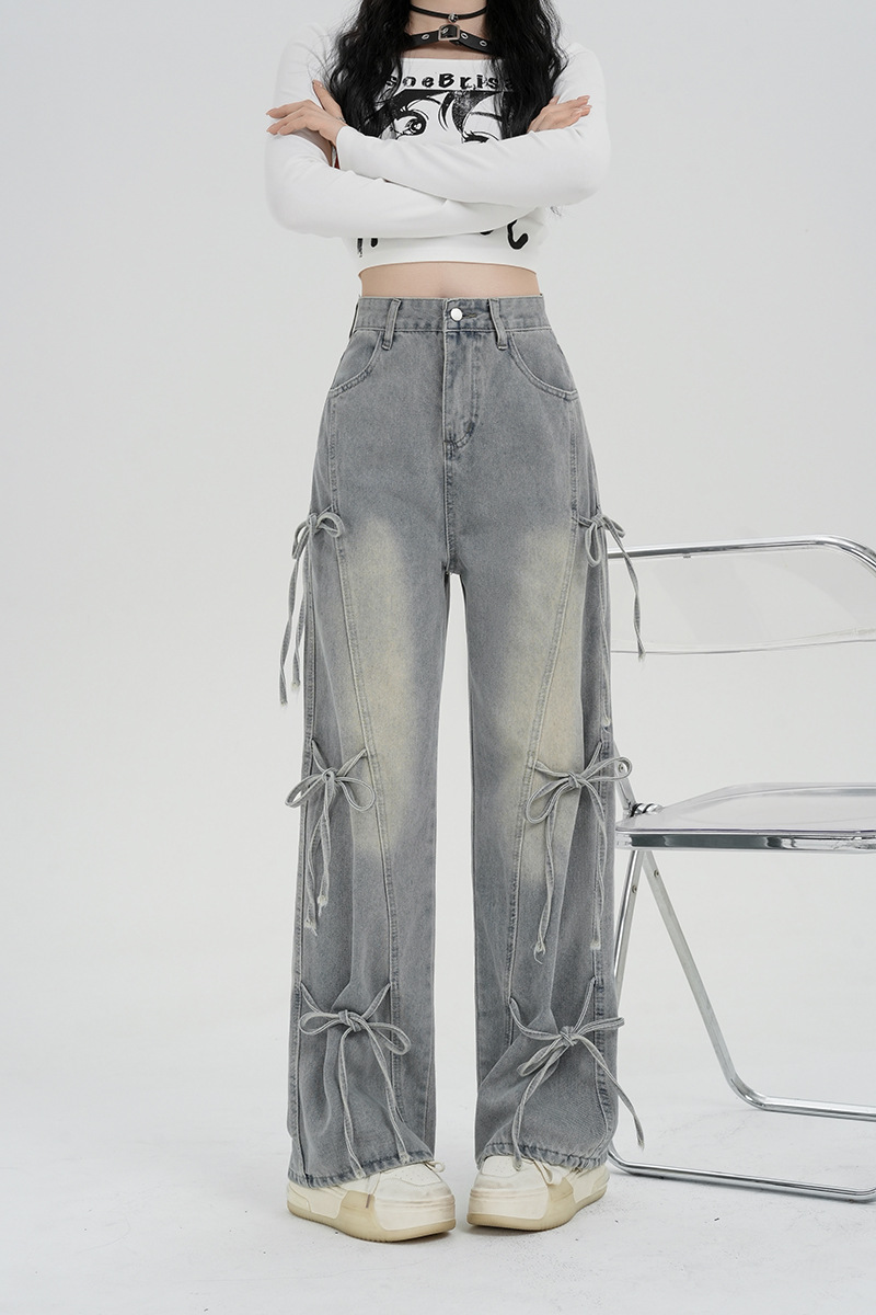 バレエコアリボンデザインデニムパンツ/cm0119