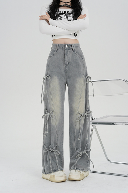 バレエコアリボンデザインデニムパンツ/cm0119