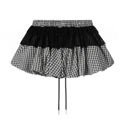 シースルーディテールバブルヘムミニスカート/2color/cm0108