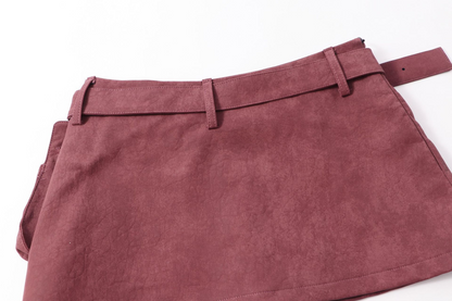 スタースタッズ装飾ベルトミニスカート/2color/cm0109