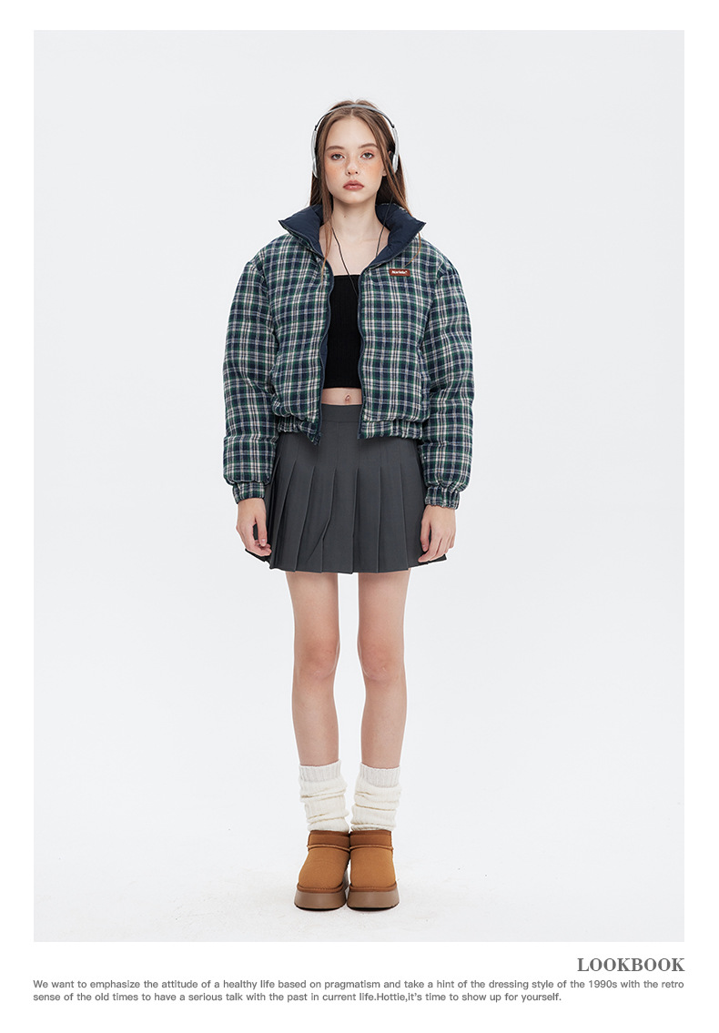 リバーシブルチェックパファージャケット cm0019