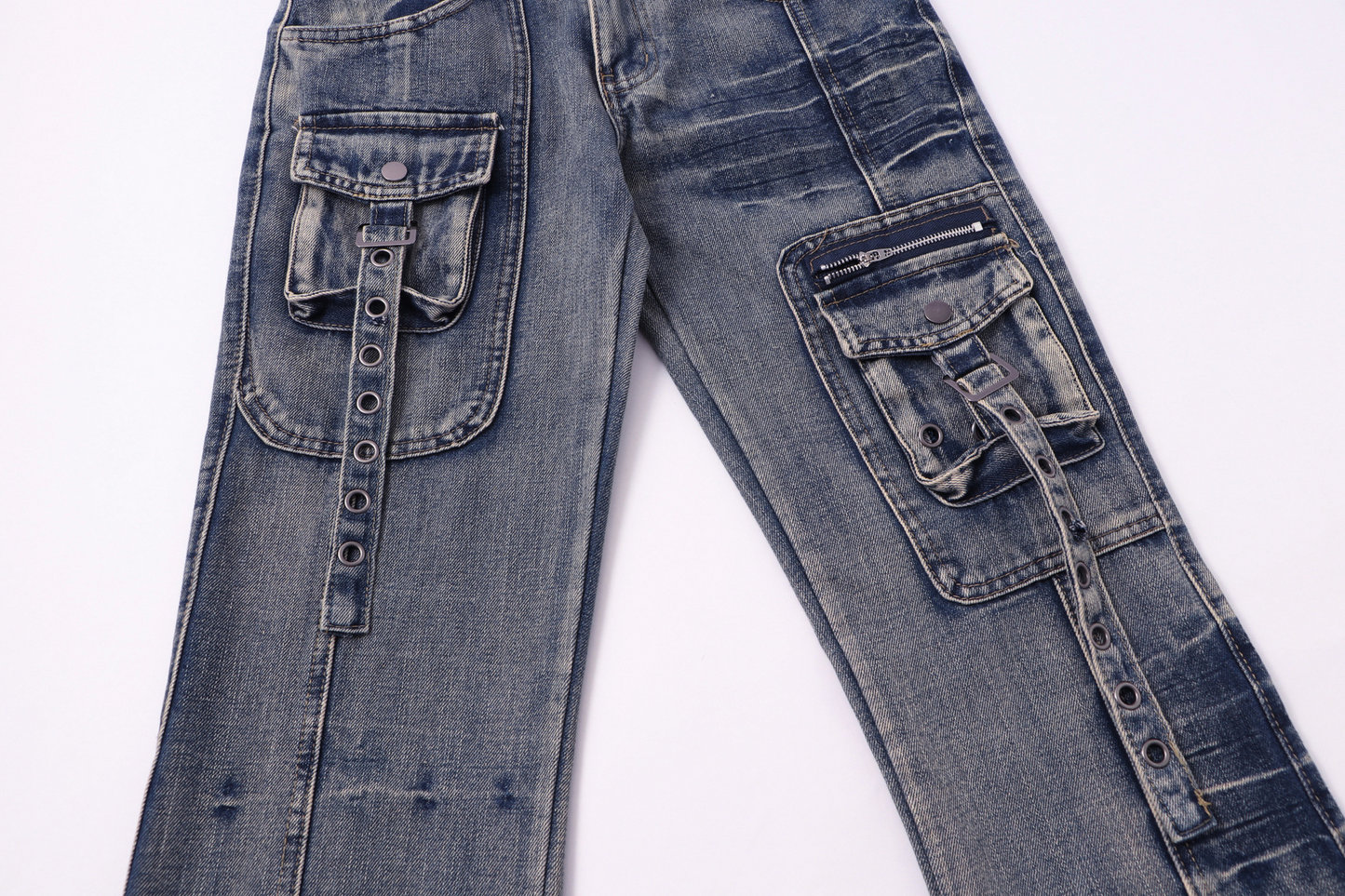 ベルトデザインカーゴデニムパンツ/2color/cm0090