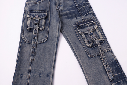 ベルトデザインカーゴデニムパンツ/2color/cm0090