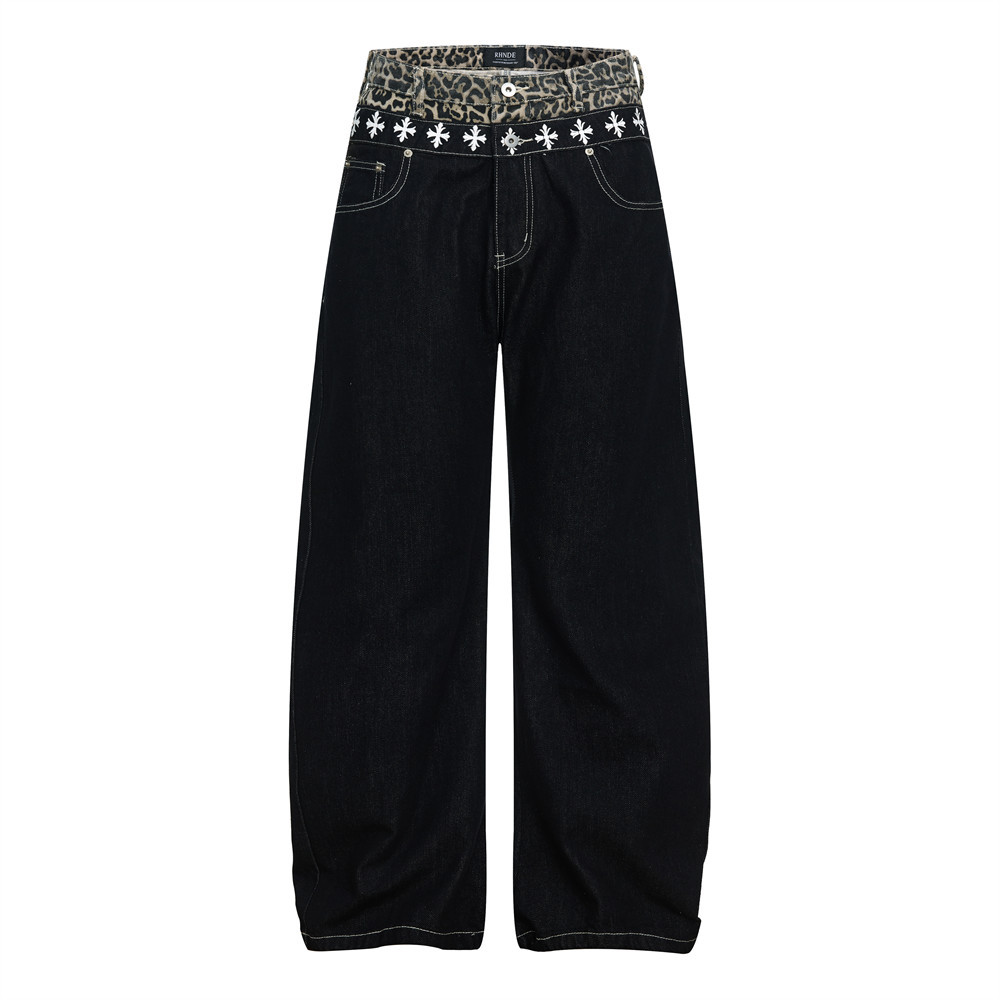 クロスデザインレオパードディテールワイドパンツ/cm0147