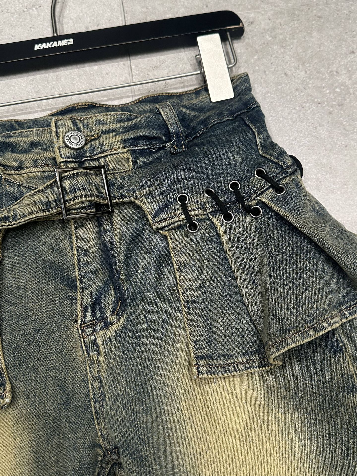 デニムフリルウォッシュドヴィンテージジーンズ/cm0037