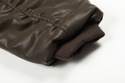 フェイクファーカラースタッズPUジャケット/2color/cm0144