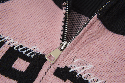 ナンバーロゴバイカラージップアップニット/2color/cm0158