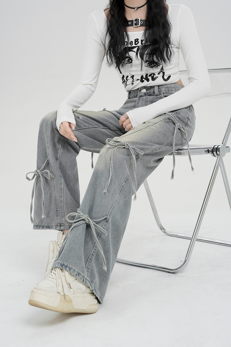 バレエコアリボンデザインデニムパンツ/cm0119