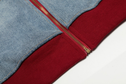 オフショルダー刺繡ワンポイントロゴデジップアップトップス/cm0003