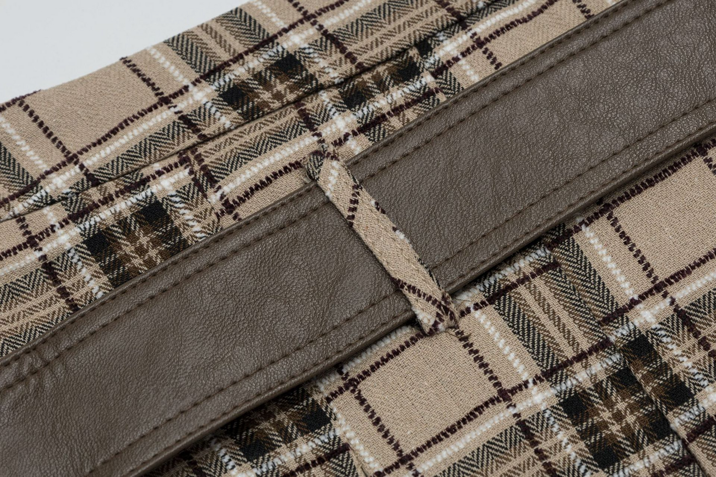 デザインベルトリボンチェックミニスカート/2color/cm0106