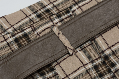 デザインベルトリボンチェックミニスカート/2color/cm0106