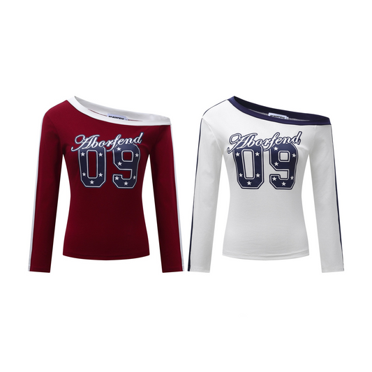 カラーライン/ナンバープリント長袖Tシャツ/2color/cm0100