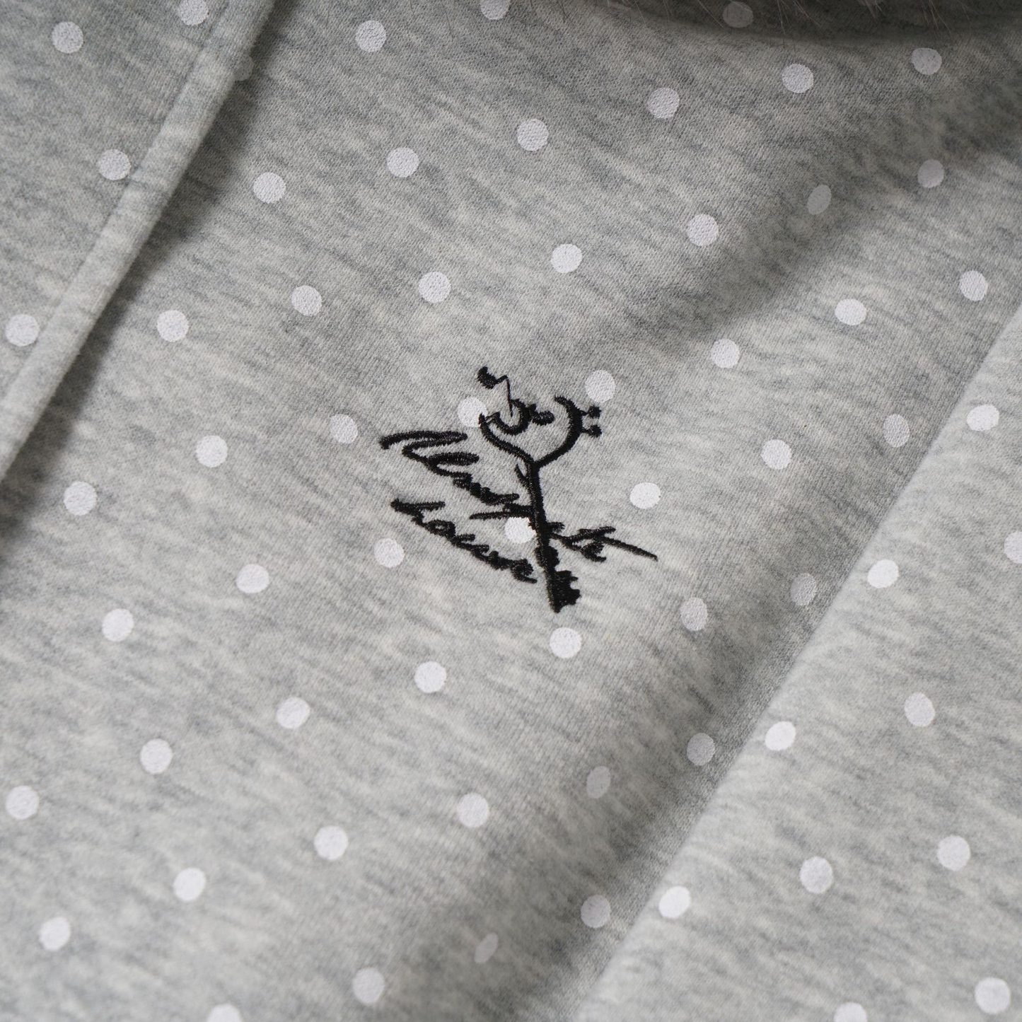 耳付きファーフードワンポイントロゴジップアップパーカー/2color/cm0126