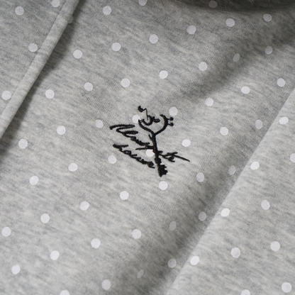 耳付きファーフードワンポイントロゴジップアップパーカー/2color/cm0126