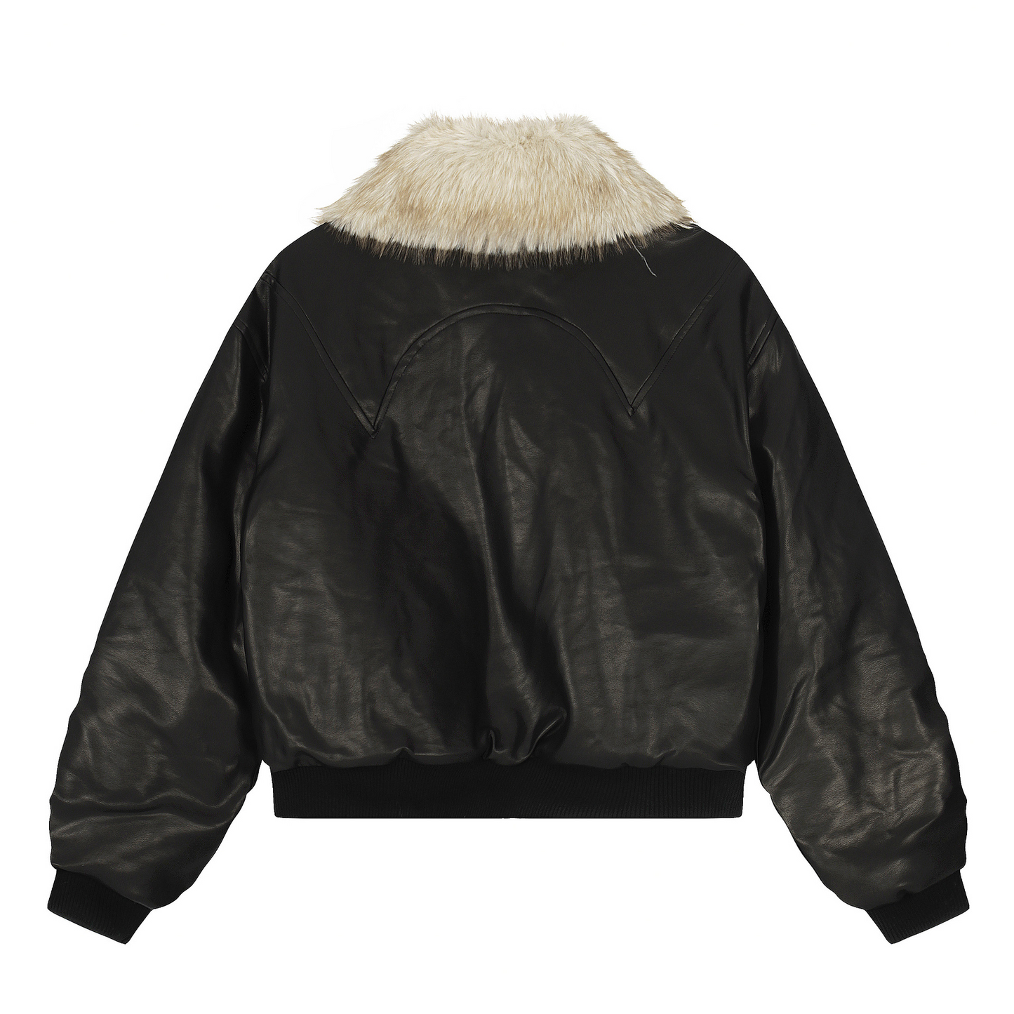 フェイクファーカラースタッズPUジャケット/2color/cm0144