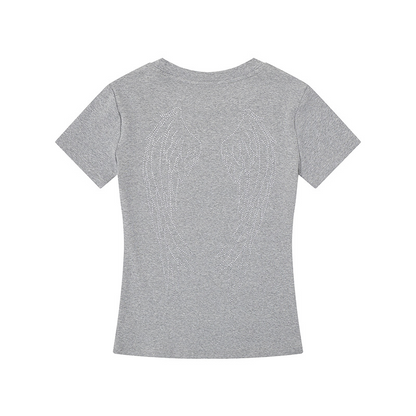 4color/ラインストーンロゴバックウィング半袖Tシャツ/cm0262