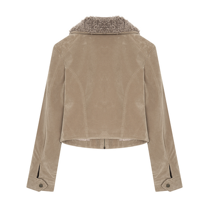 ボアネッククロスデザインアルファベットディテールボタンジャケット/2color/cm0033