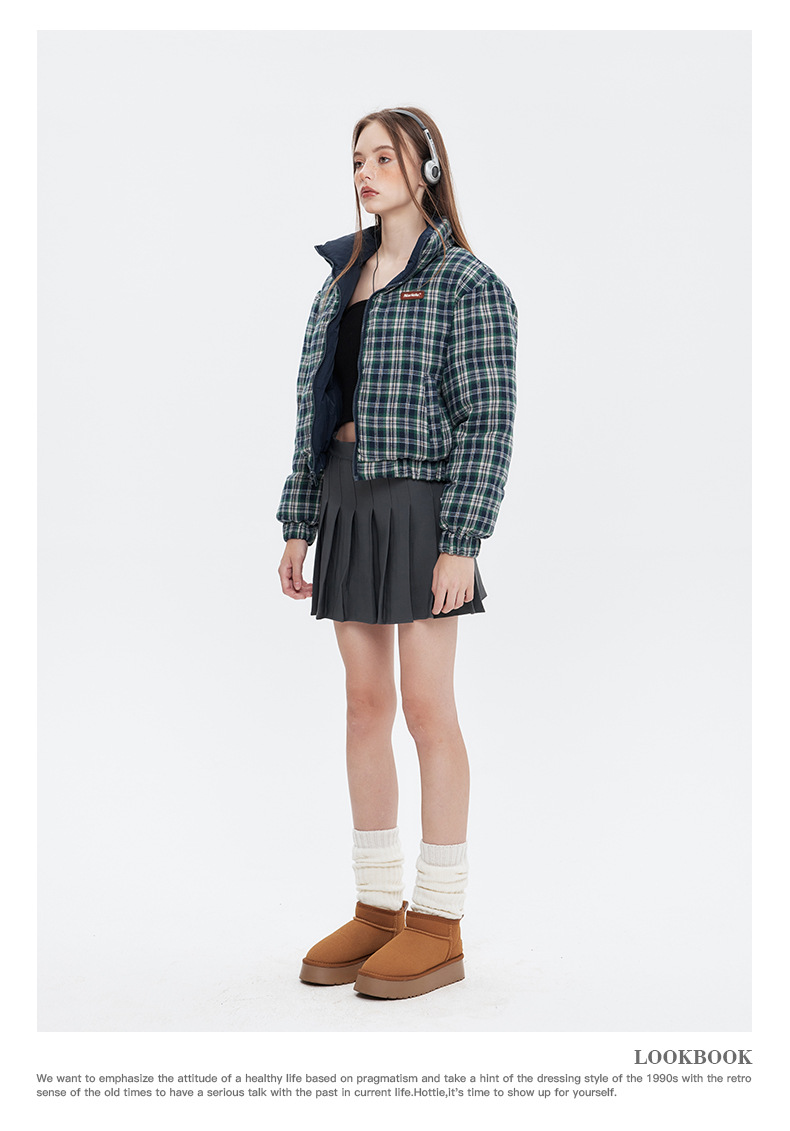 リバーシブルチェックパファージャケット cm0019