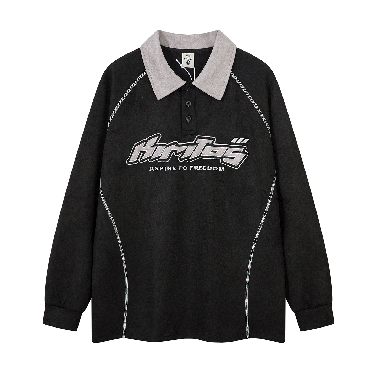 ヴィンテージバイカラー/ステッチデティールポロトップス/2color/cm0061