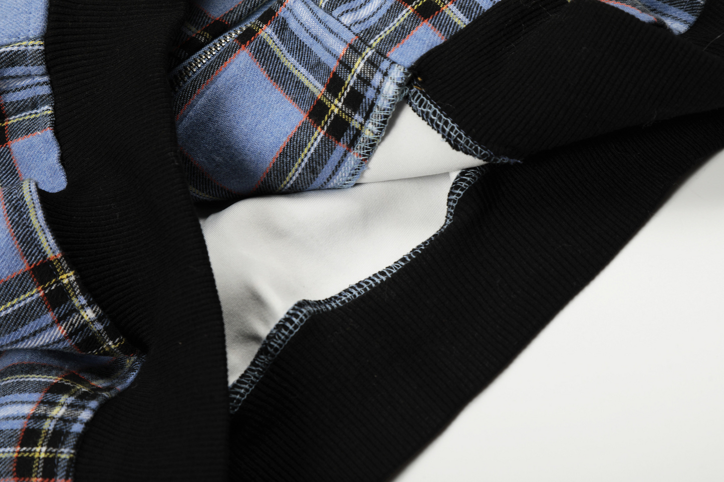 チェック柄ファーフードワンポイント刺繍ロゴジップアップジャケット/2color/cm0013