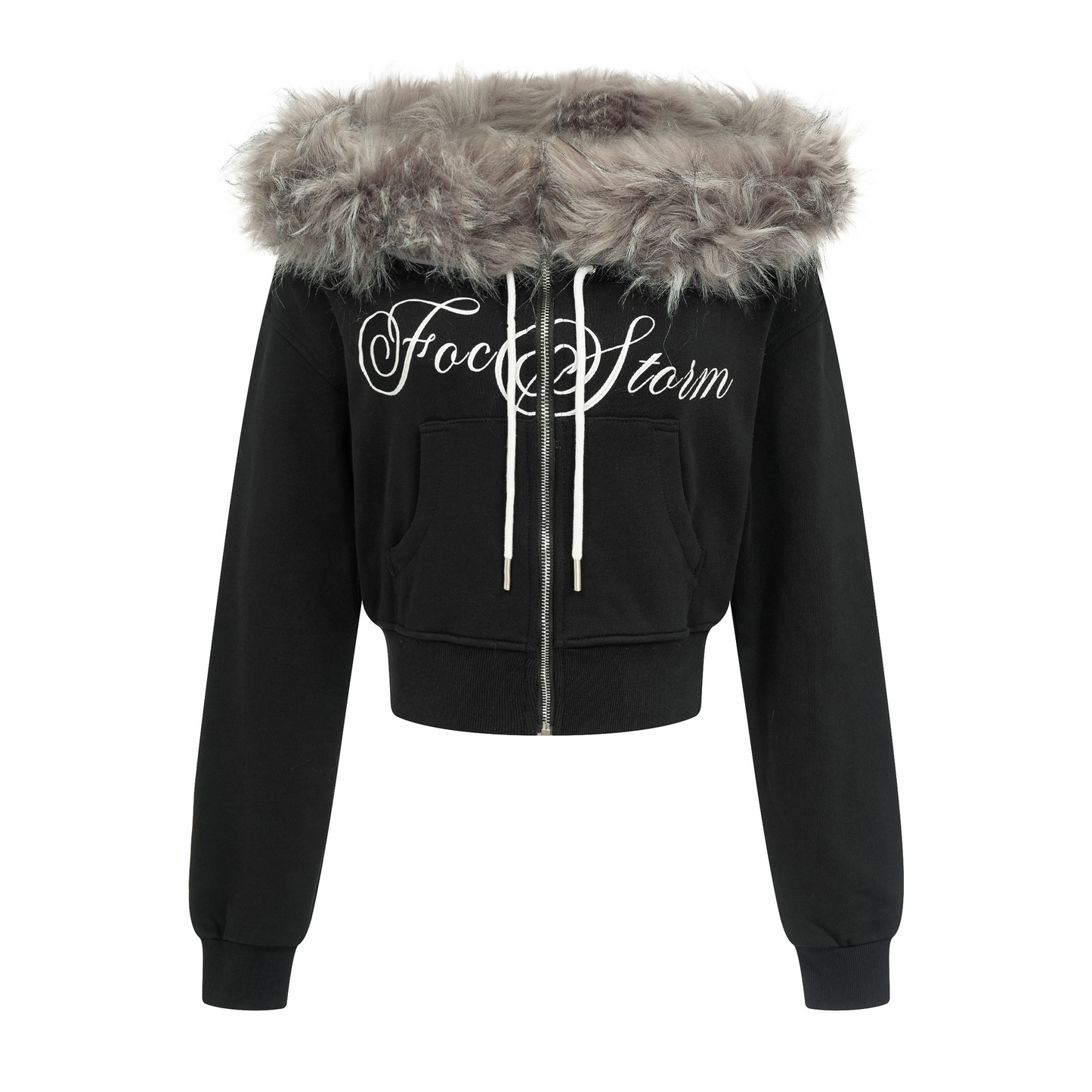 取り外しファー付きプリントジップアップスウェット/2color/cm0051