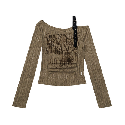 ベルトデザインオフショルダートップス/2color/cm0154