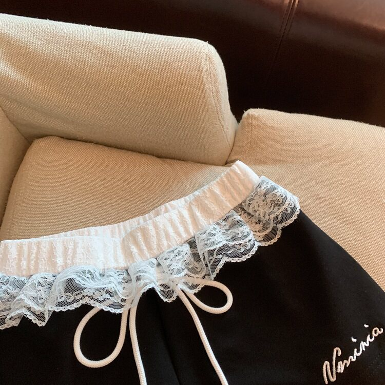 2color/ワンポイント刺繍ロゴレースショートパンツ/cm0279