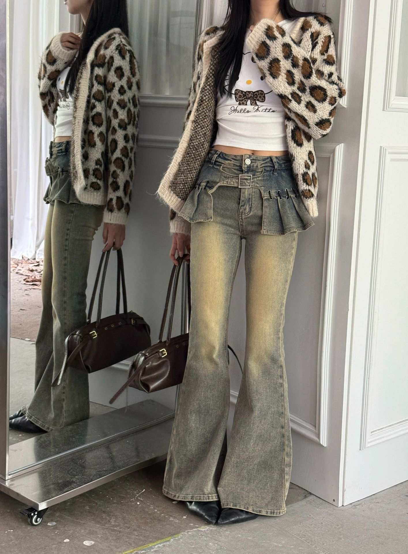 デニムフリルウォッシュドヴィンテージジーンズ/cm0037