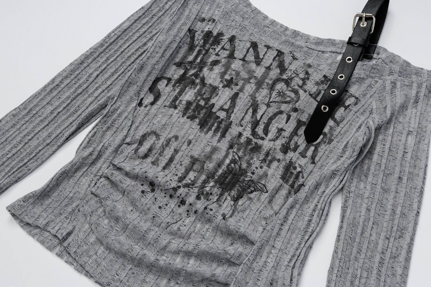 ベルトデザインオフショルダートップス/2color/cm0154