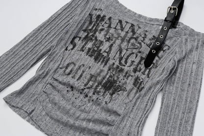 ベルトデザインオフショルダートップス/2color/cm0154