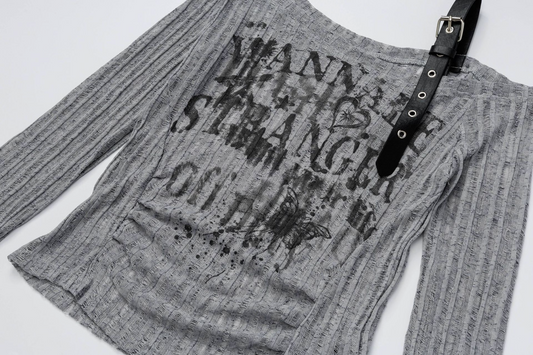 ベルトデザインオフショルダートップス/2color/cm0154