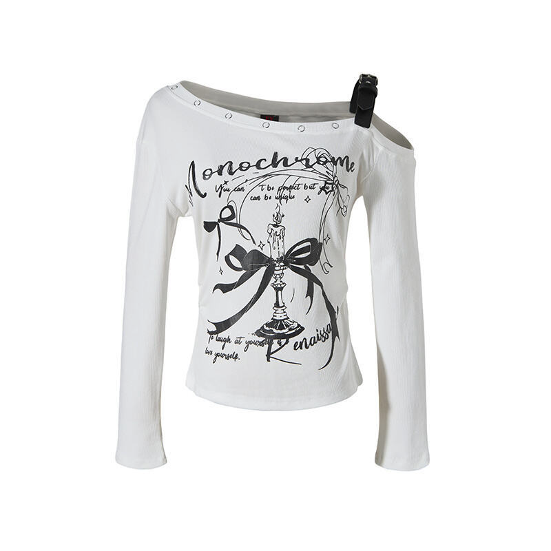 オフショルダーベルトデザイントップス/2color/cm0157