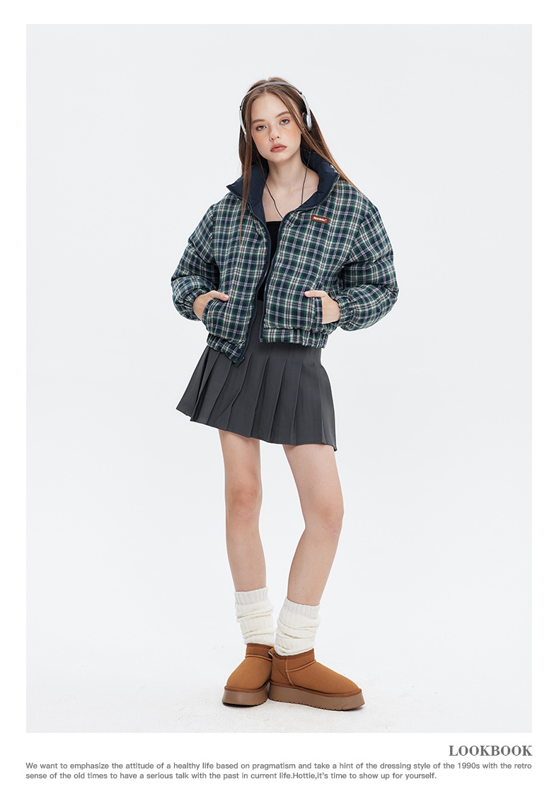 リバーシブルチェックパファージャケット cm0019