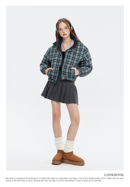 リバーシブルチェックパファージャケット cm0019