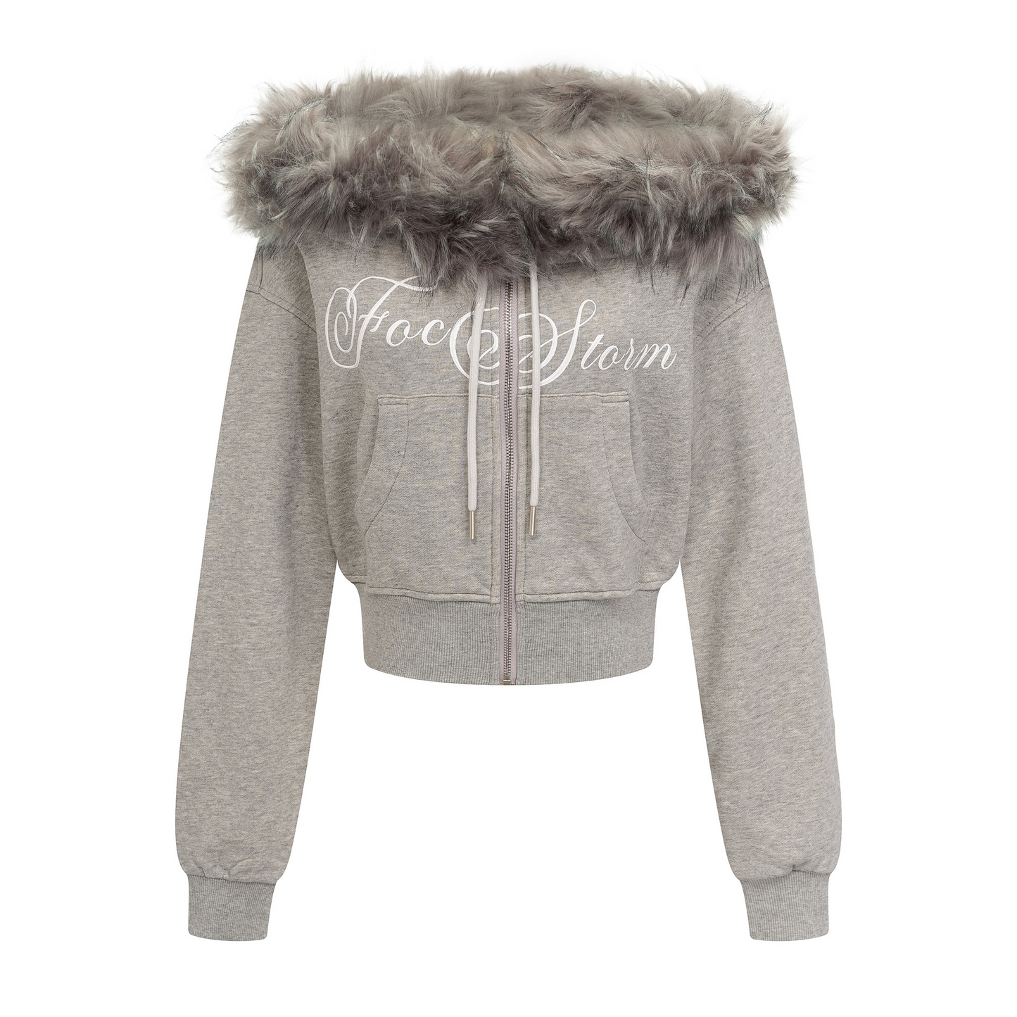 取り外しファー付きプリントジップアップスウェット/2color/cm0051