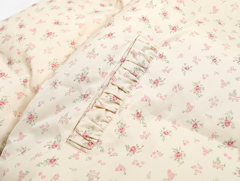 リボンデザインフラワー柄パファージャケット/2color/cm0070