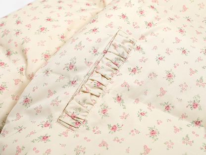 リボンデザインフラワー柄パファージャケット/2color/cm0070