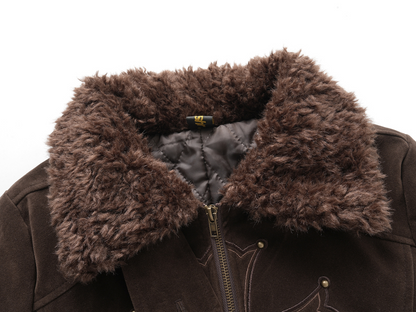 ボアネッククロスデザインアルファベットディテールボタンジャケット/2color/cm0033