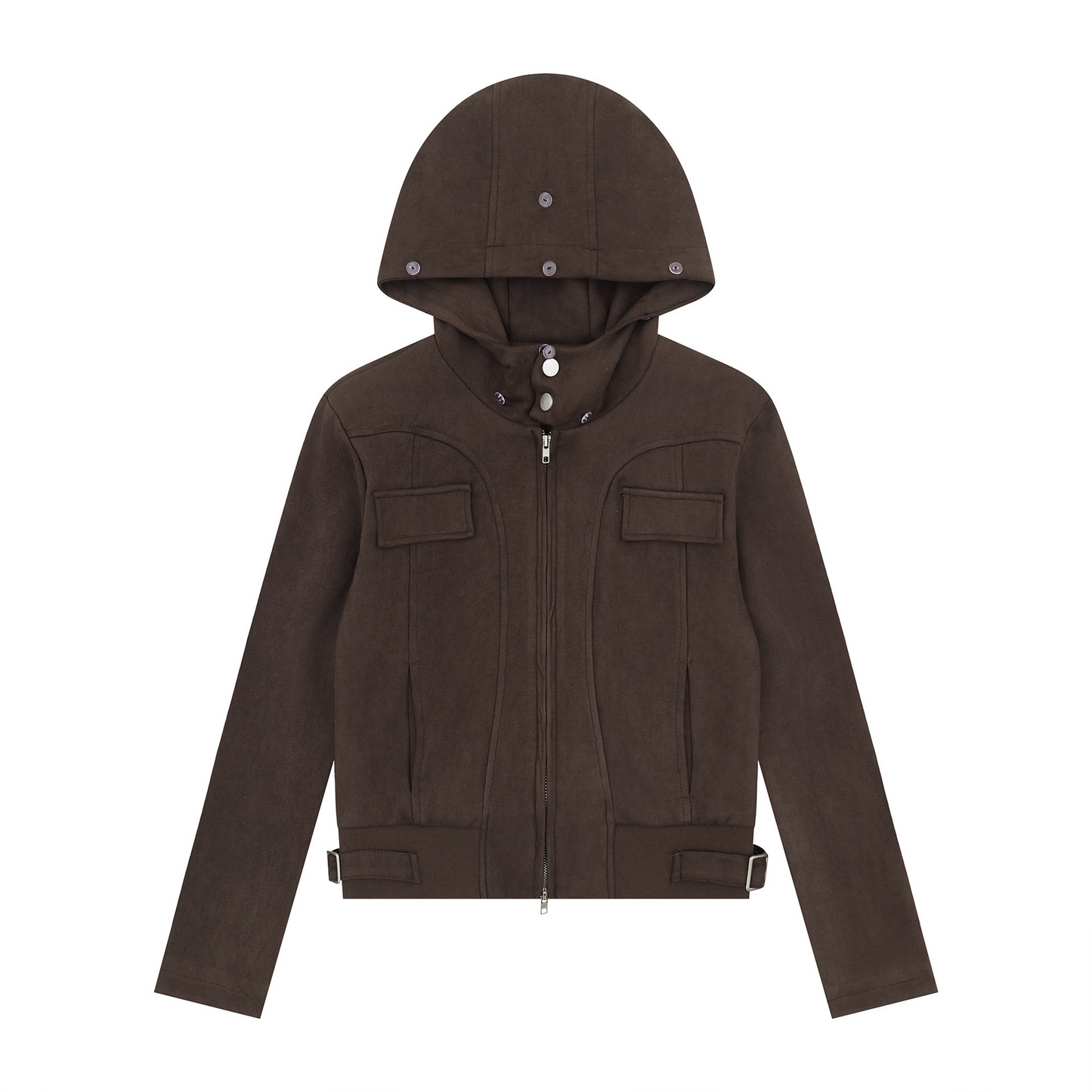 取り外しファー付きポケットデザインジップアップジャケット/2color/cm0043