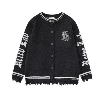 クロスデザインダメージ加工ニットカーディガン/2color/cm0084