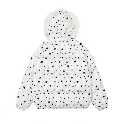 スター柄ファー付きフードパファージャケット/2color/cm0021