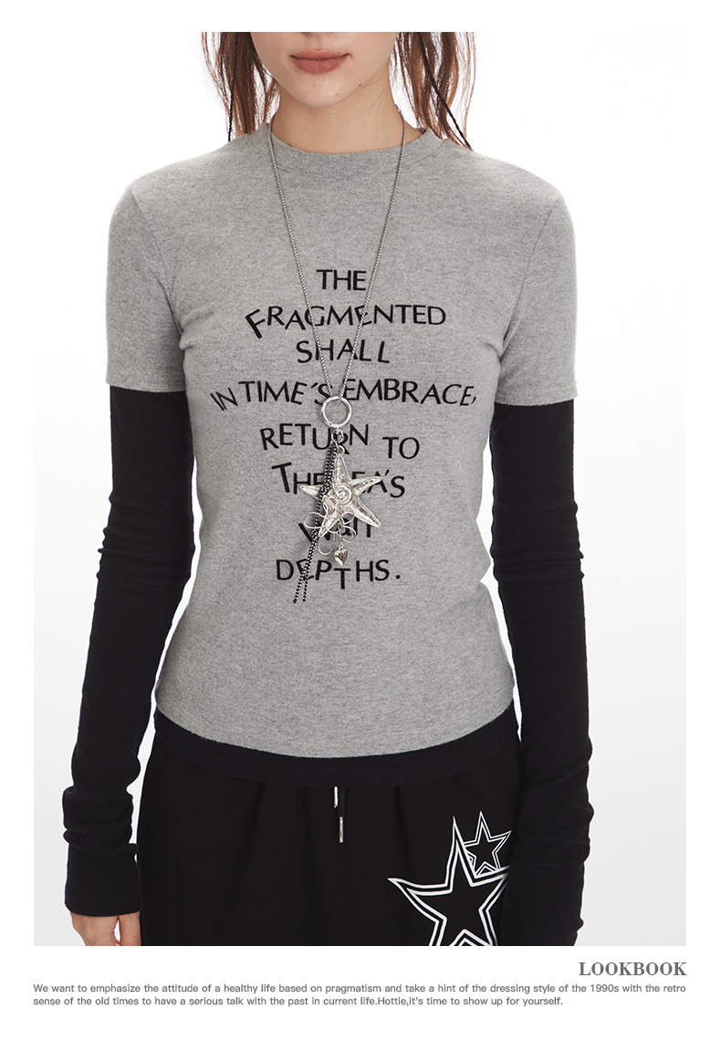 バイカラープリントロングTシャツ/2color/cm0127