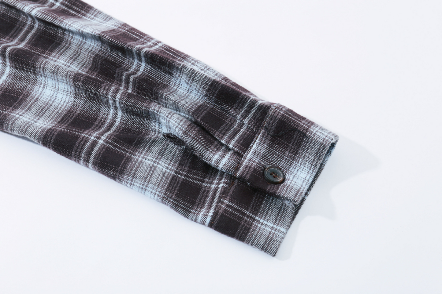 バック刺繍スリーブ取り外しチェックシャツ/cm0095